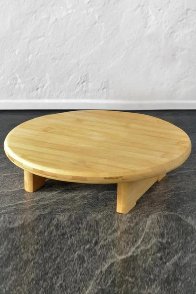 Digithome Bambu Tezgah Üstü Ayaklı Yuvarlak Kesim Panosu Servis ve Sunum Tahtası 32 Cm Kahverengi - THN76059 C1-1-18 ürün görseli 1