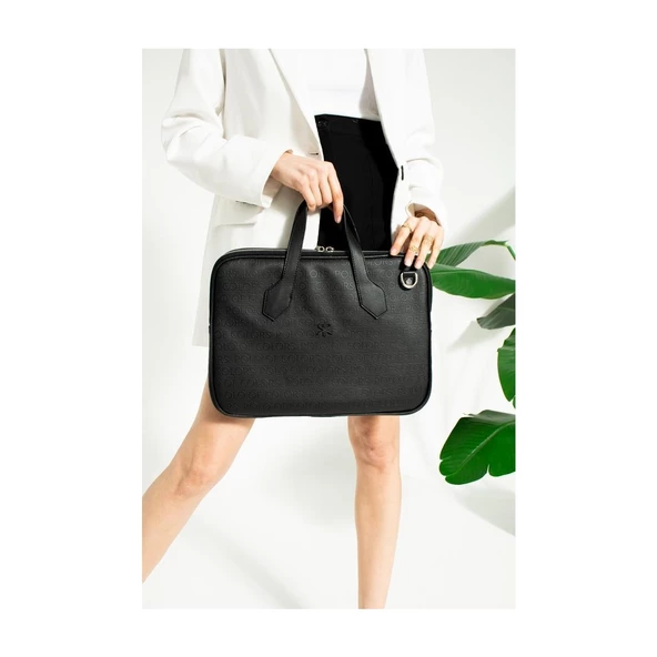 Impolo Joyce Siyahgofraj  Baskı Unisex Netbok ve Evrak Çantsı 28X37 Ebatında ürün görseli 1