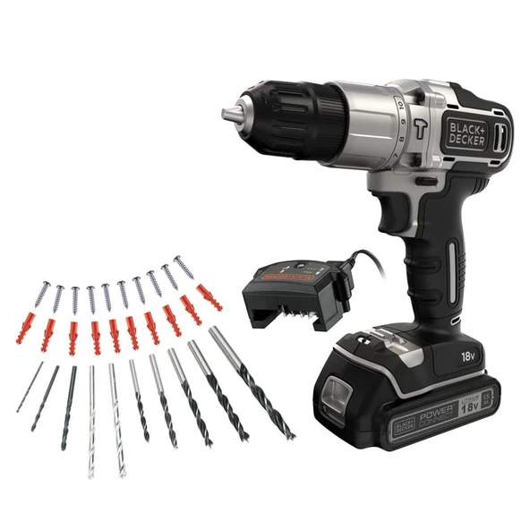 Black&Decker 18V Darbeli Vidalama Elektrikli Matkap - BDCHD18SC1K-QW ürün görseli 1