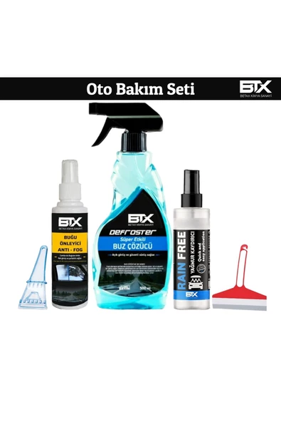Betax 5'li Kışlık Oto Bakım Seti Buz Çözücü 500ml & Buğu Önleyici 250ml & Yağmur Kaydırıcı Sprey 250ml ürün görseli 1