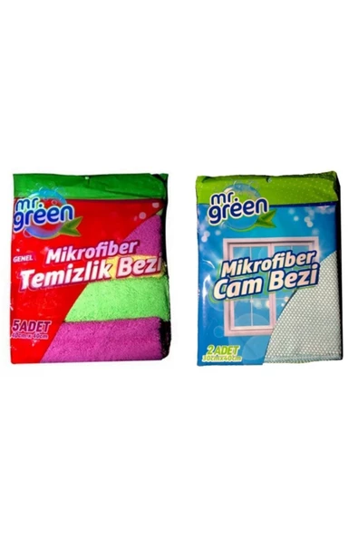 Mr Green Temizlik Bezi Mikrofiber Temizlik Bezi ( 5 Adet) Hediyesi Mikro Fiber Cam Bezi 2'li ürün görseli 1