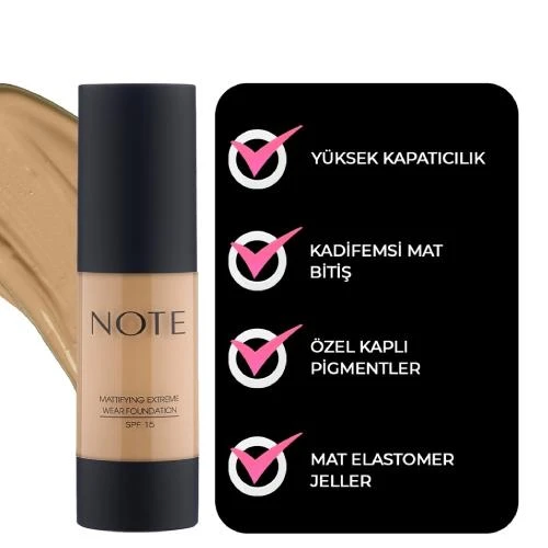 Note Mattifying Extreme Fondöten - 01 Beige - Resim 4