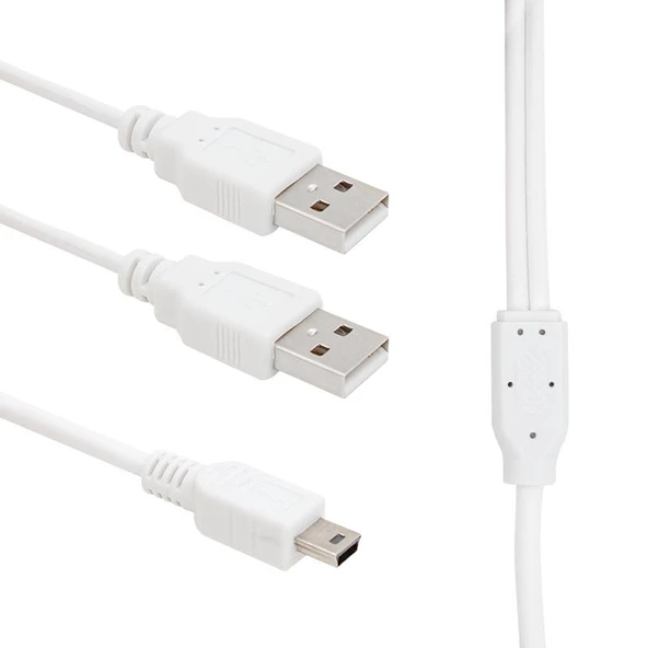 Usb  2x erkek - Mi̇ni̇ Usb 5 Pi̇n (2.0v) 1.5 Metre V3 Kablo ürün görseli 1