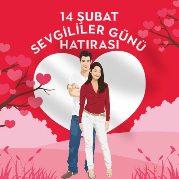 14 Şubat Sevgililer Günü Kumaş Pankart 150x250 cm ürün görseli 1