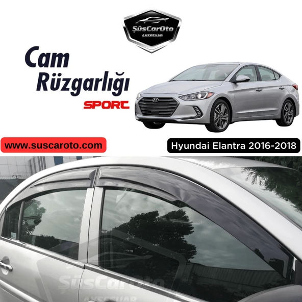Hyundai Elantra 2016-2018 Uyumlu Mugen Cam Rüzgarlığı Seti Piano Black 4'lü İthal Parlak Siyah ürün görseli 1