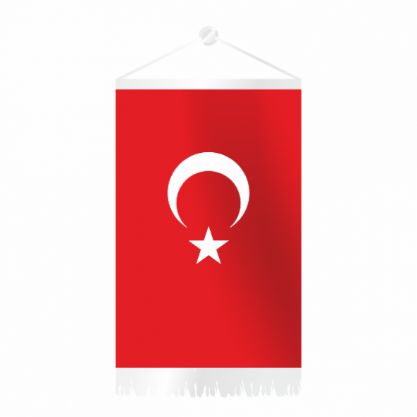 Dörtgen Ay Yıldız Beyaz Püsküllü Flama 25x35 cm ürün görseli 1