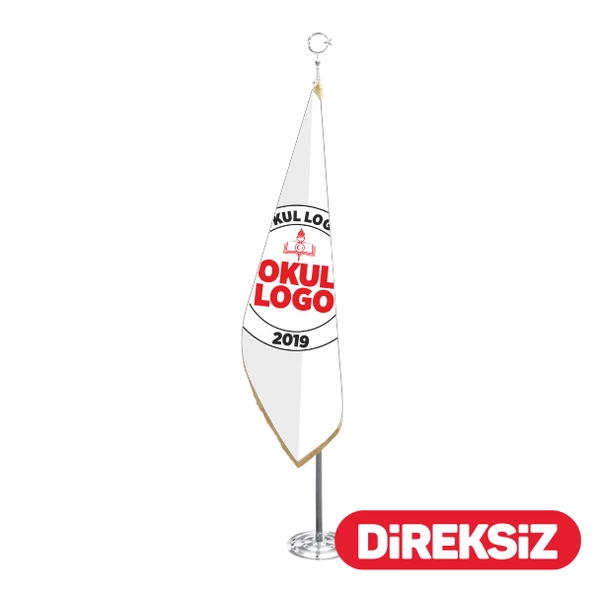 Okul Logolu Telalı Makam Bayrağı - Simli ürün görseli 1
