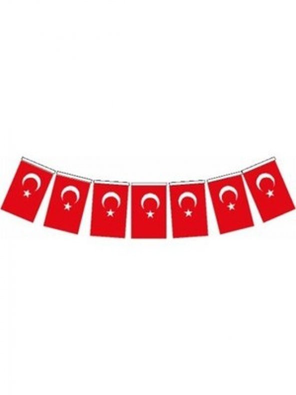 TÜRK BAYRAĞI KAĞIT İPLİ SIRALI  AY YILDIZ 50Lİ 5,50 CM 11CM X 19CM ürün görseli 1
