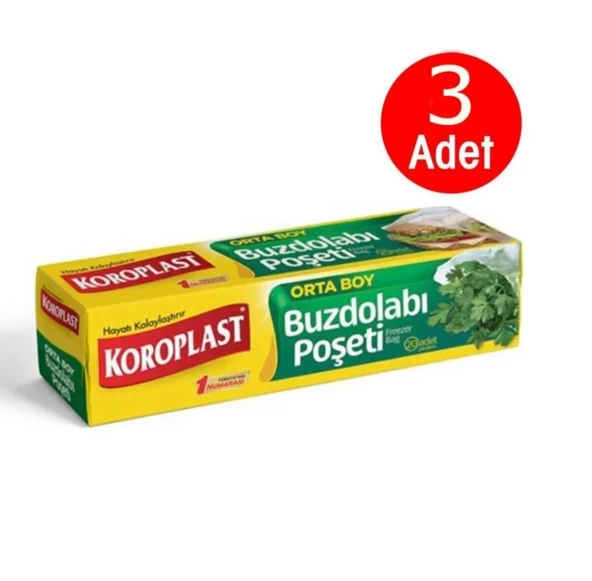 Koroplast Orta Boy Buzdolabı Poşeti 24x38 Cm 20 Li x 3 Paket ürün görseli 1
