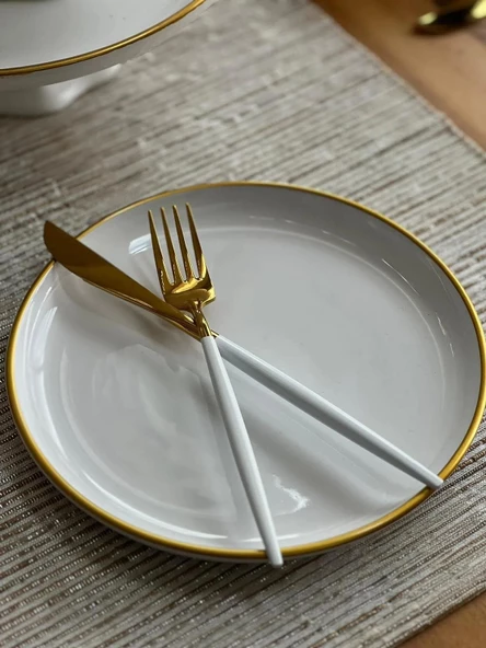 Gold Rim Pasta Tabağı Seti- 6 Adet ürün görseli 1
