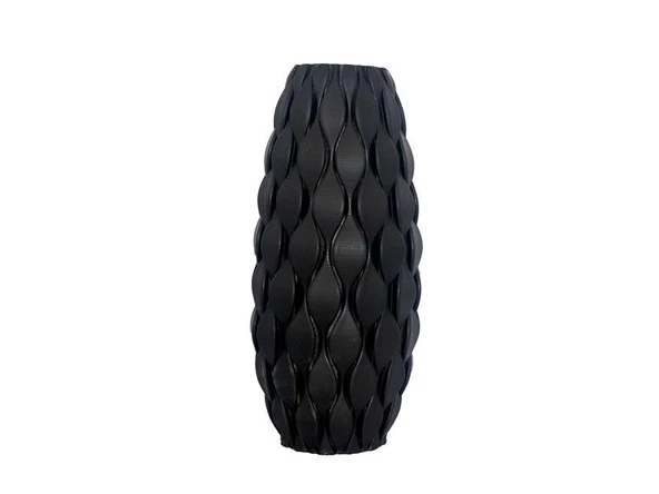 ELIPTICAL BUYUK SIYAH 3D VAZO 20X20X42 CM ürün görseli 1