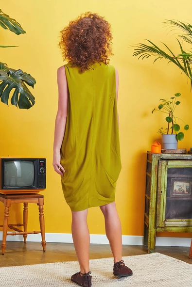 Bohem Stil Kısa Salaş Tunik Elbise - Resim 3