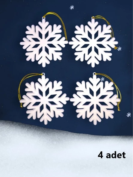 Yılbaşı Çam Ağacı Süsleri Kar Tanesi  4 Adet 9 x 9 cm ürün görseli 1