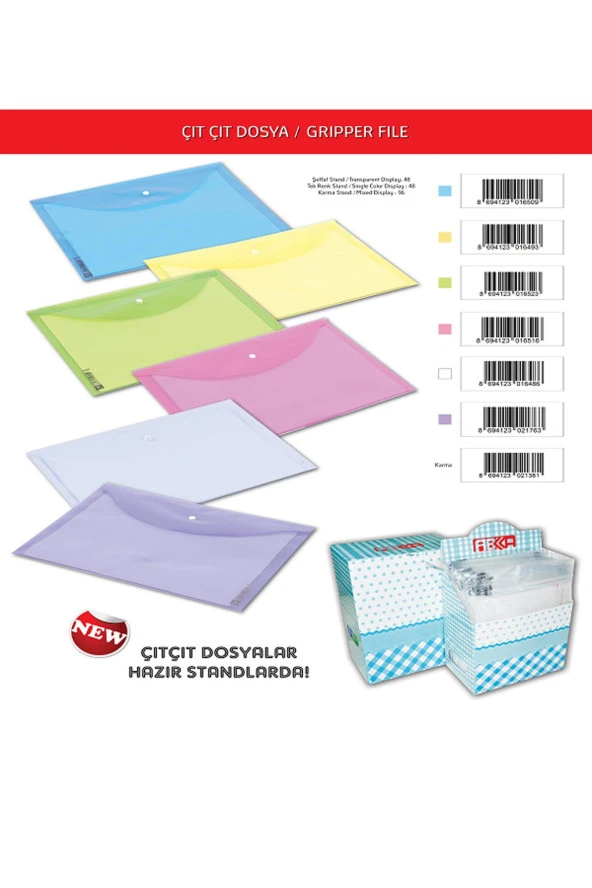 Abka Çıtçıtlı Dosya Şeffaf (1 Paket 12 Adet) ürün görseli 1