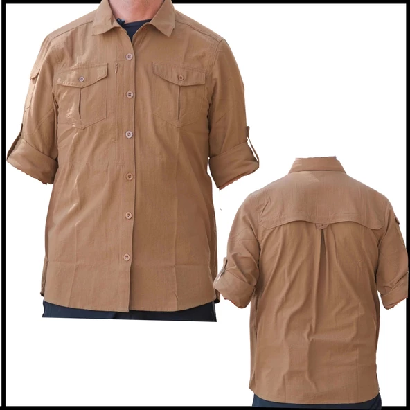 Uyguna-Yakala Erkek Gömleği Camel Outdoor-LEK.084 ürün görseli 1