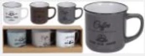 TANTİTONİ -3LÜ COFFEE YAZILI STONWARE MUG SETİ 330ML ürün görseli 1