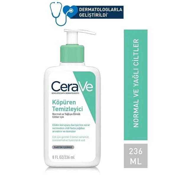 Cerave Normal ve Yağlı Ciltler için Köpüren Temizleyici 236ml ürün görseli 1