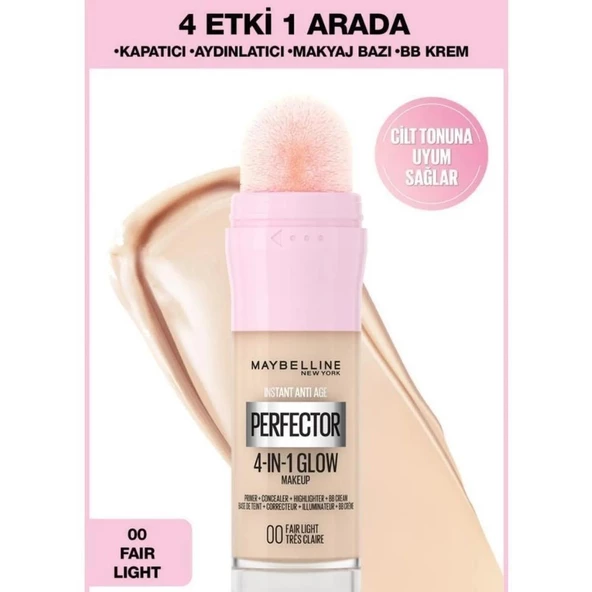 Maybelline New York Instant Perfector Glow 4 Etki 1 Arada Fondöten 00 Fair Light 20ml ürün görseli 1