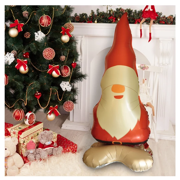 Yılbaşı Noel Baba Cüce Ayaklı Folyo Balon 146x63 cm ürün görseli 1