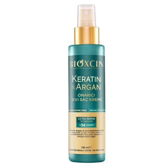 Bioxcin Keratin & Argan Onarıcı Sıvı Saç Bakım Kremi 150ml ürün görseli 1
