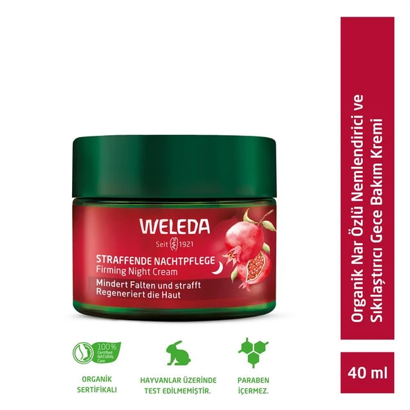 Weleda Pomegranate & Maca Peptides Organik Nar Özlü Nemlendirici ve Sıkılaştırıcı Gece Bakım Kremi 40ml ürün görseli 1