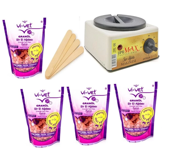 Ege Sir Dpr Max Ağda Makinesi + Vi-Vet Granül Pudralı İnci Ağda 250 G x 4 + Spatula ürün görseli 1