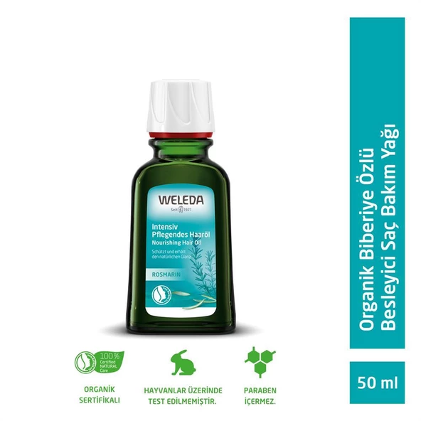 Weleda Rosemary Conditioning Hair Oil Organik Biberiye Özlü Besleyici Saç Bakım Yağı 50ml ürün görseli 1