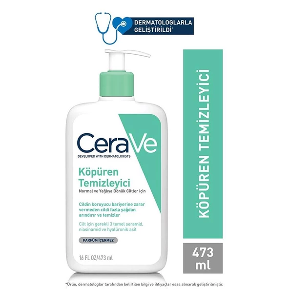 Cerave Normal ve Yağlı Ciltler için Köpüren Temizleyici 473ml ürün görseli 1