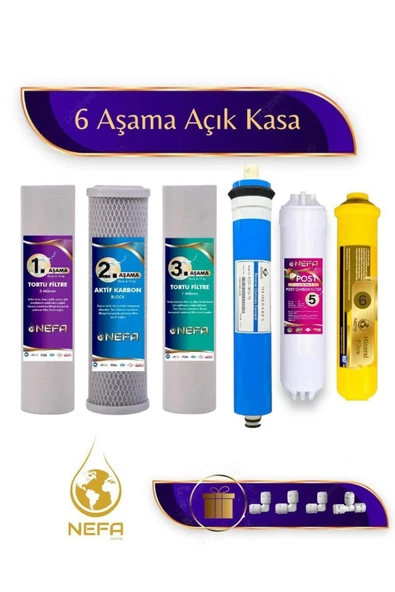 Nefa Açık Kasa Su Arıtma ve İhlas Aura Cebilion -Compact Model- Uyumlu Extra Mineral 6'Lı Filtre Seti ürün görseli 1
