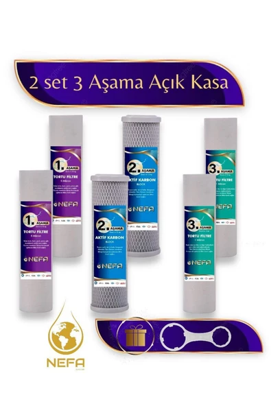 Nefa Açık Kasa Su Arıtma ve İhlas Aura -Compact Model- Uyumlu 2 x 3'LÜ Ön Filtre Seti-Anahtar Hediye ürün görseli 1