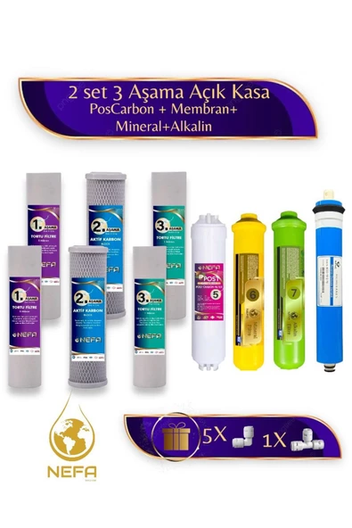 Nefa Tüm Açık Kasa Su Arıtma ve İhlas Cebilion -Compact Uyumlu- 1.5 Yıllık 7+3 Aşamalı Filtre Seti ürün görseli 1