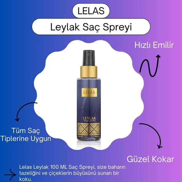 LELAS Leylak Unisex Saç Spreyi 100 ML – Amber Çiçeksi Parfümlü Saç Bakım Spreyi – 1912 - Resim 2