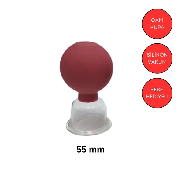 Silikon Vakumlu Boyun Bölgesi Kullanım İçin Cam Masaj Kupası No:4 Kırmızı Renk ürün görseli 1