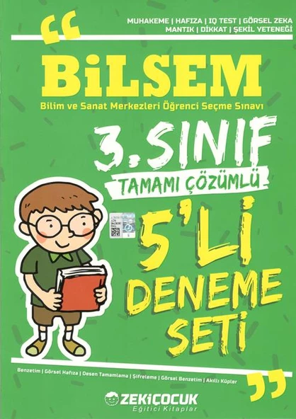 3.Sınıf Bilsem Tamamı Çözümlü 5 li Deneme Seti Zeki Çocuk ürün görseli 1