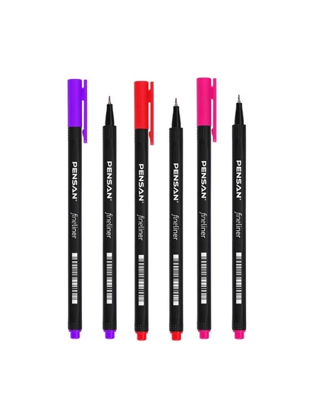 Fineliner Kalem 24 Renk Plastik Kutu 0.4mm Keçe Uçlu Kalem 1 Paket Pensan Fineliner 6500HP 0.4mm Keçe Uçlu Kalem ürün görseli 1