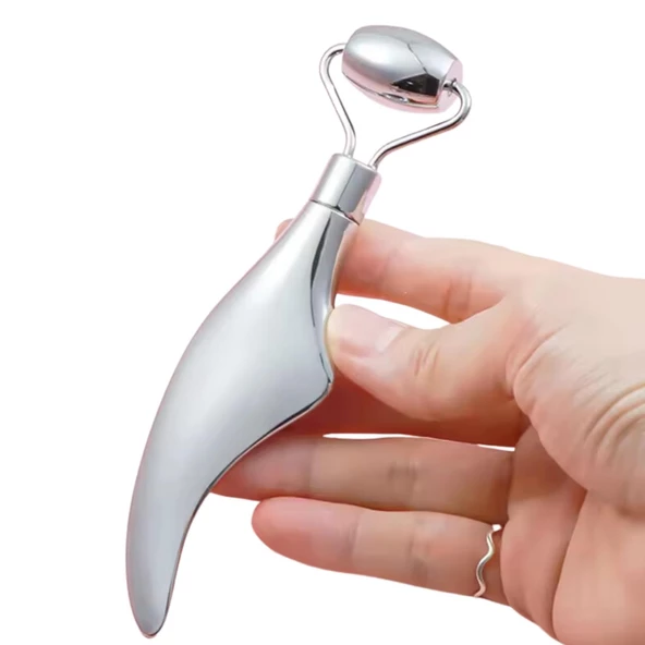 Metal Cilt Sıkılaştırıcı Face Gua Sha Rulosu Yüz Masaj Roller Model 3 ürün görseli 1