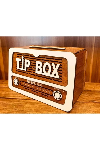 SLY-Ahşap Kumbara Nostalji Radyo Tip Box Bahşiş Kutusu Tipbox ürün görseli 1