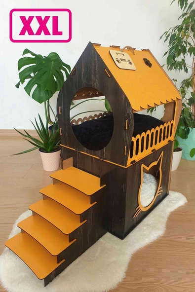 SLY-Büyük Kedi Evi Xxl Teraslı Kedi Evi 5kg Ve Üzeri Kediler Için ürün görseli 1
