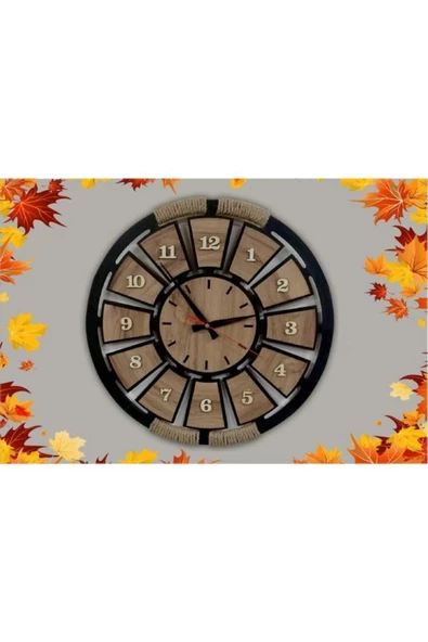 Ahşap Halatlı Dekoratif Duvar Saati - Resim 2