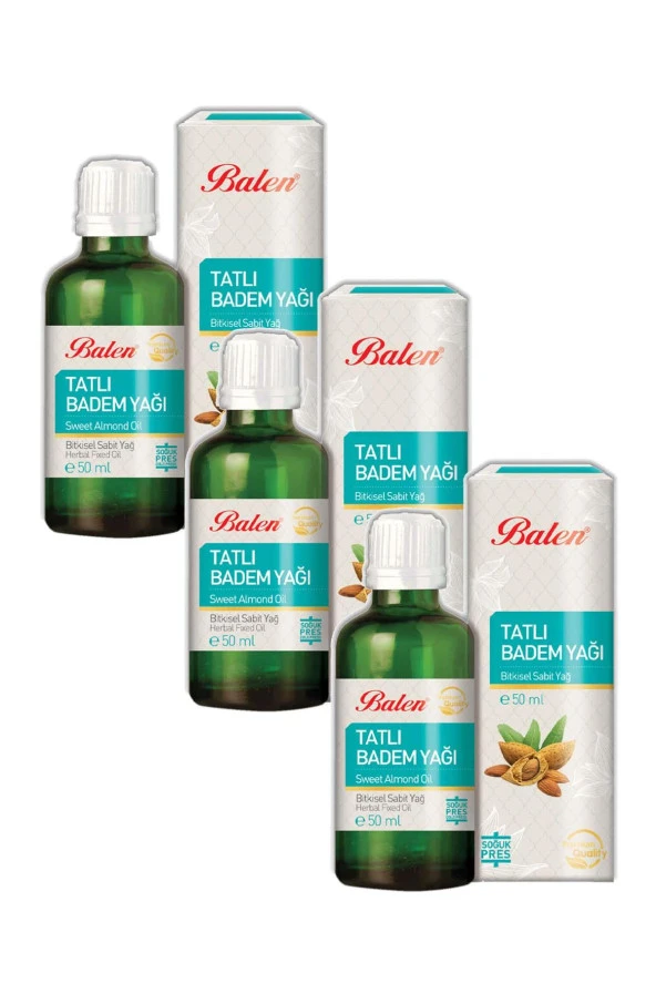 Balen Tatlı Badem Yağı Soğuk Pres 50 ml 3 Adet ürün görseli 1