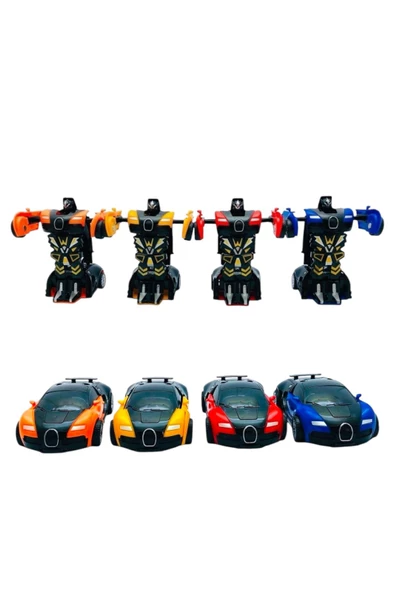 Robota Dönüşen Bugatti Araba 4lü Set ürün görseli 1