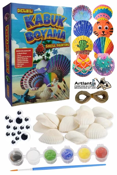 Kabuk Boyama Seti 1 Paket Deniz Kabuğu Midye Boyama Shell Painting Sanatsal Hobi Boyama Seti Akrilik Boya Fırça ürün görseli 1