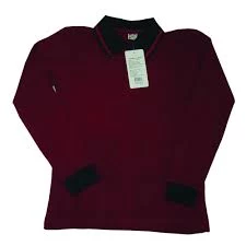polo yaka tişört bordo uzun Kol 6-16 Yaş Okul Tişört/T-Shirt ürün görseli 1