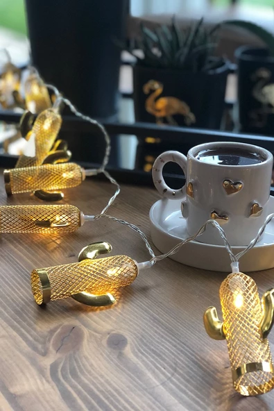 MAGICLEDCORNER Gold Kaktüs Işık Zinciri - Resim 2