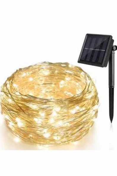 MAGICLEDCORNER 20 Metre Solar (Güneş Enerjili) Gümüş Tel Led Işık ürün görseli 1