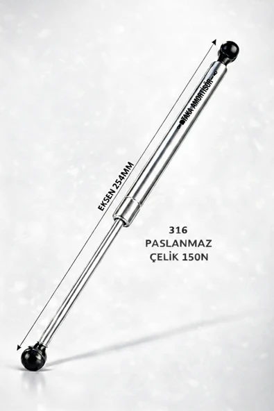 PASLANMAZ 316 GAZLI AMORTİSÖR - Taka 254mm 150N - Tekne ve Yat Tipi ürün görseli 1