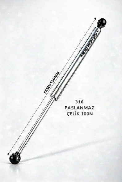 PASLANMAZ 316 GAZLI AMORTİSÖR - Taka 190mm 100N - Tekne ve Yat Tipi ürün görseli 1