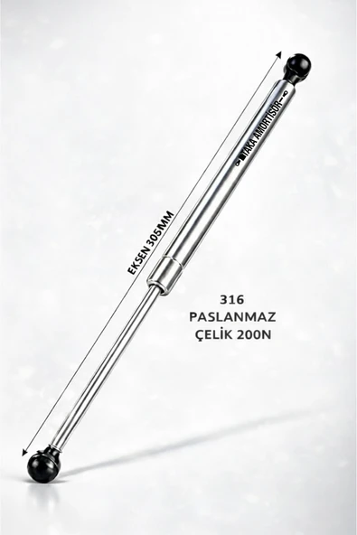 PASLANMAZ 316 GAZLI AMORTİSÖR - Taka 305mm 200N - Tekne ve Yat Tipi ürün görseli 1