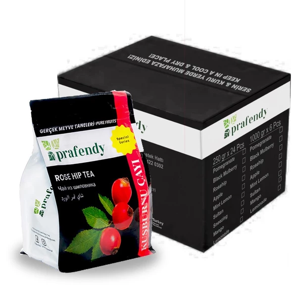 PRAFENDY TOPTAN KUŞBURNU ÇAYI GERÇEK MEYVE TANELİ 1 Kg x 6 Ad. ürün görseli 1