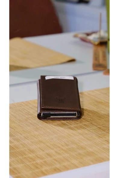 Mekanizmalı Gerçek Deri Erkek Cüzdan - RFID Korumalı Kartlık, Slim ve Şık Tasarım HAKİKİ DERİ ürün görseli 1